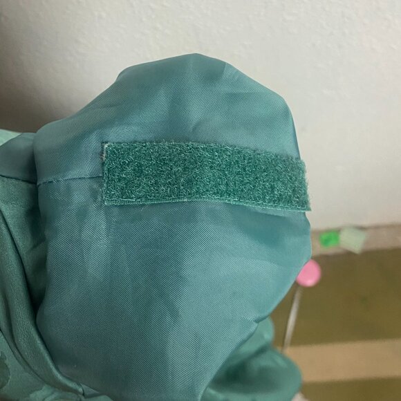 Vintage Abvien Size M Silk Bomber Jacket Green Metallic Gold Floral Full Zip 80s - Picture 4 of 8